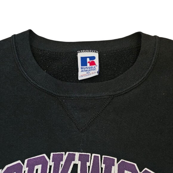 VTG 90s Yorkwood Basketball Sweatshirt Black Russell Athletics Sz XL Made In USA - Picture 2 of 10